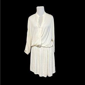 Zara Mini Dress Ivory Cream Retro 70’s Cover Up Party Loose Wrap Front